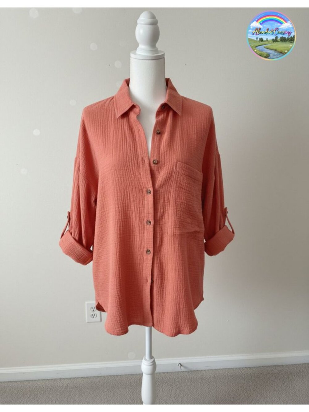 Womens Casual Long Sleeve Button Down Blouse V Neck Roll Up Sleeves Work Top